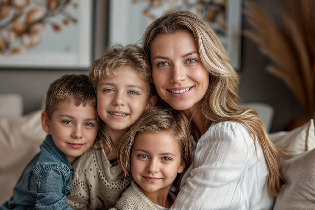 a family in their house